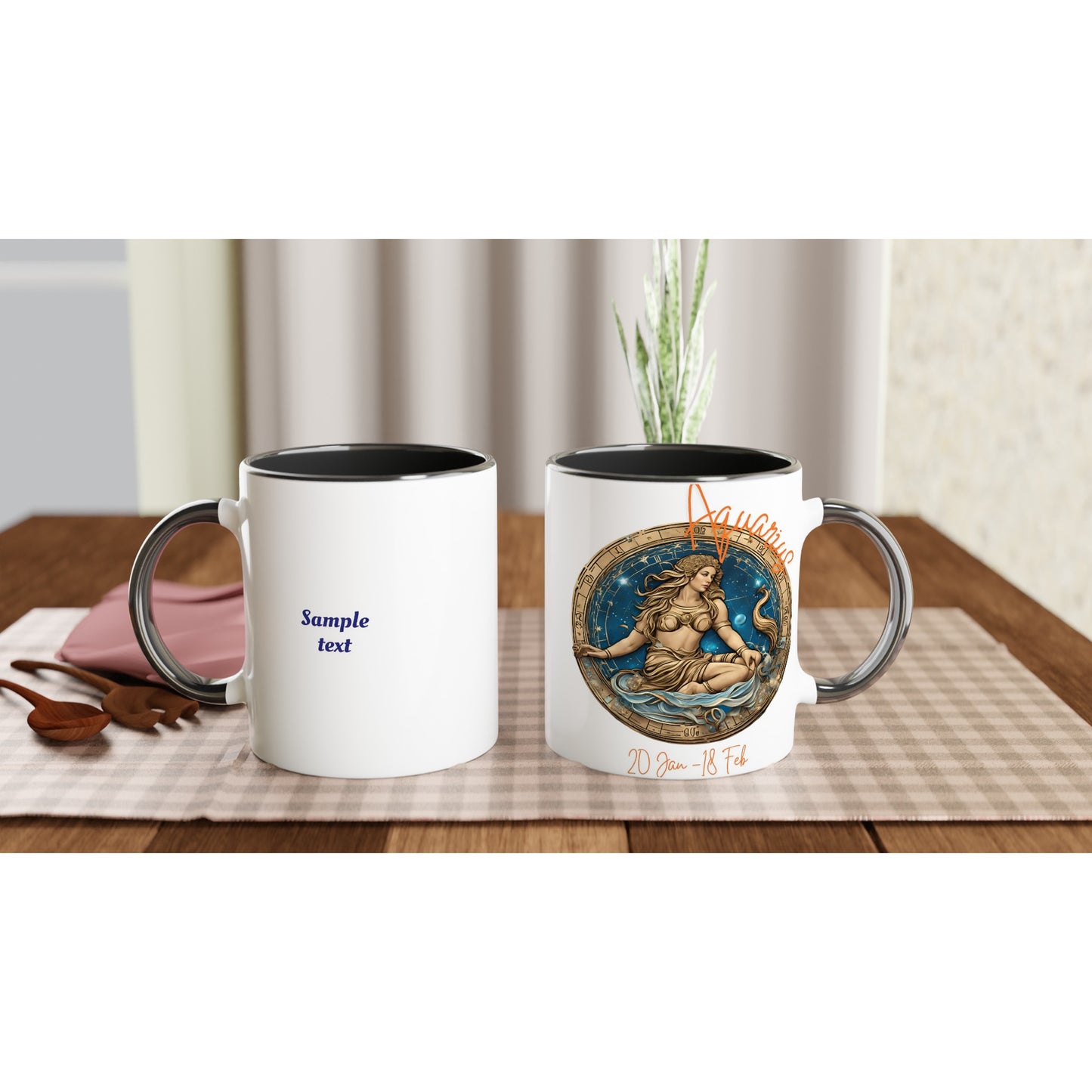 11oz ceramic mug with color inside Aquarius Vision personalized
