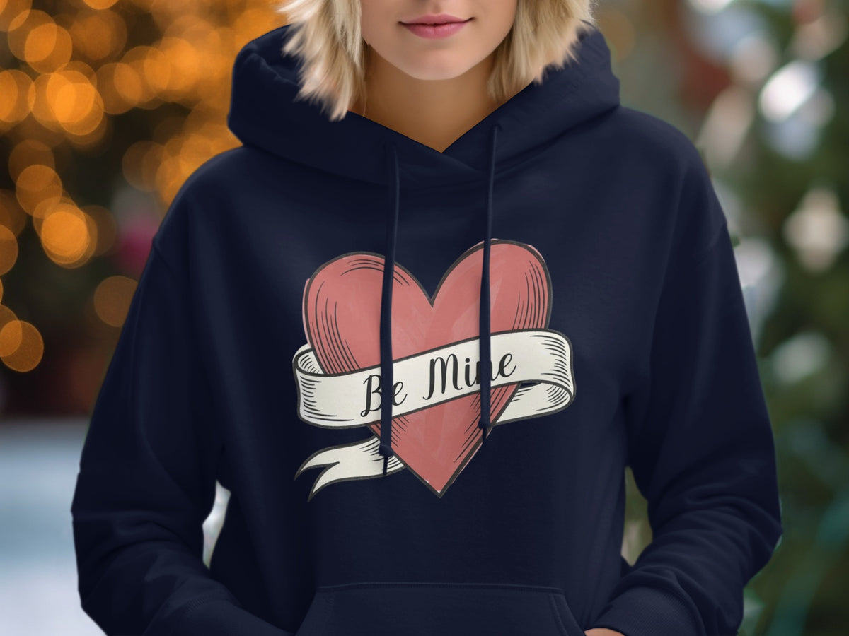Be Mine Heart Design Hooded Sweatshirt for Valentine's Day