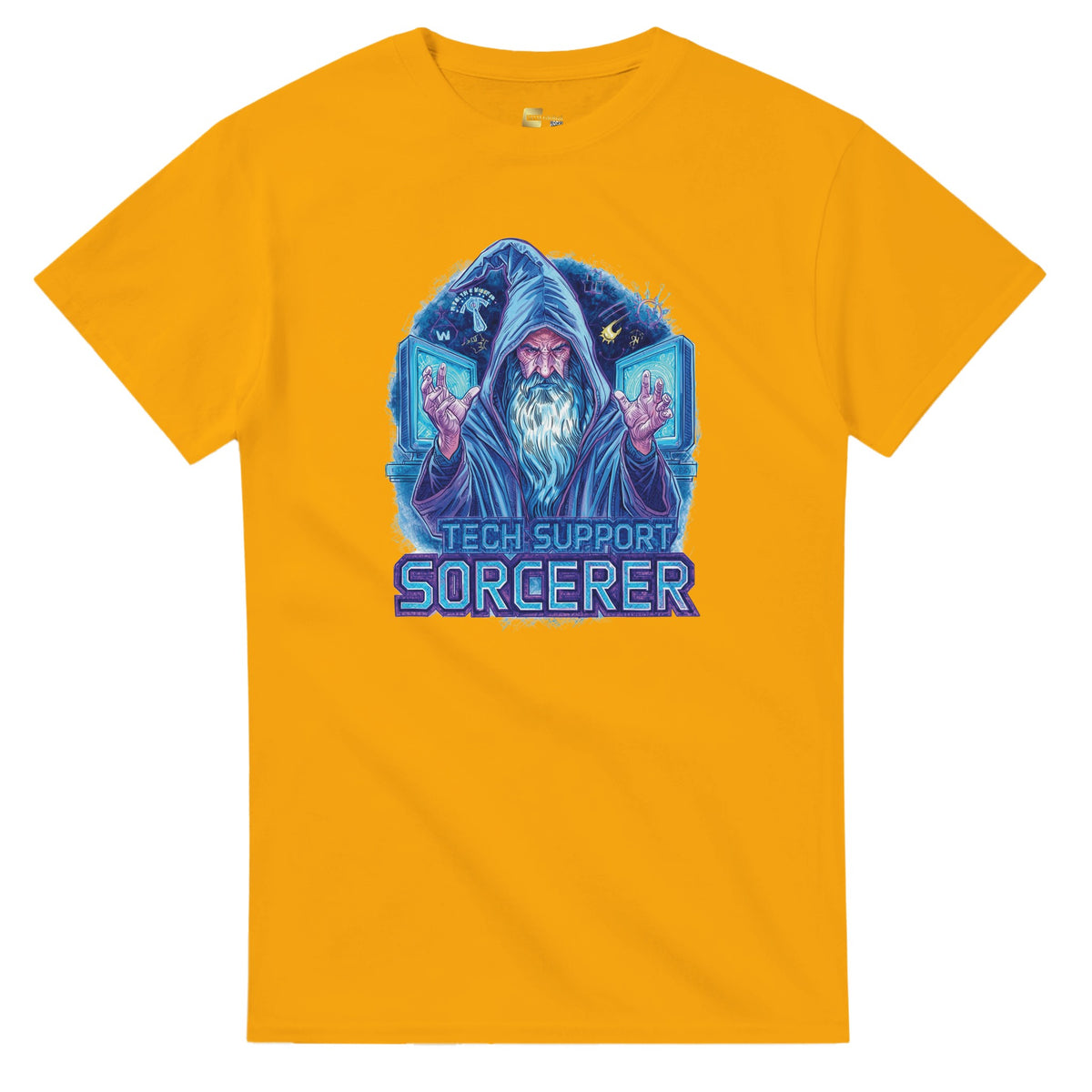 Tech Support Sorcerer graphic design on a Heavyweight T-shirt