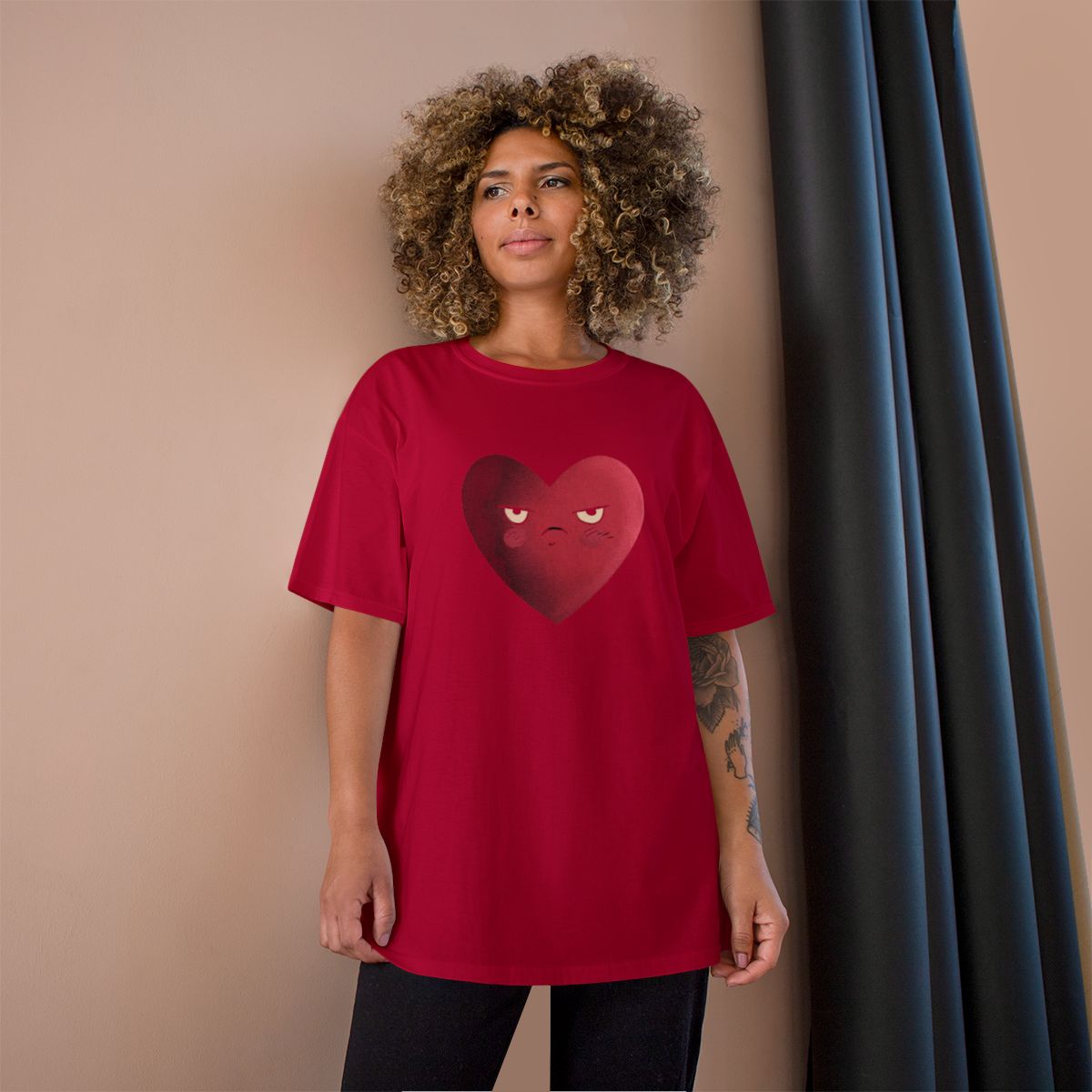 Red Shirt with Angry Heart Graphic Tee Product