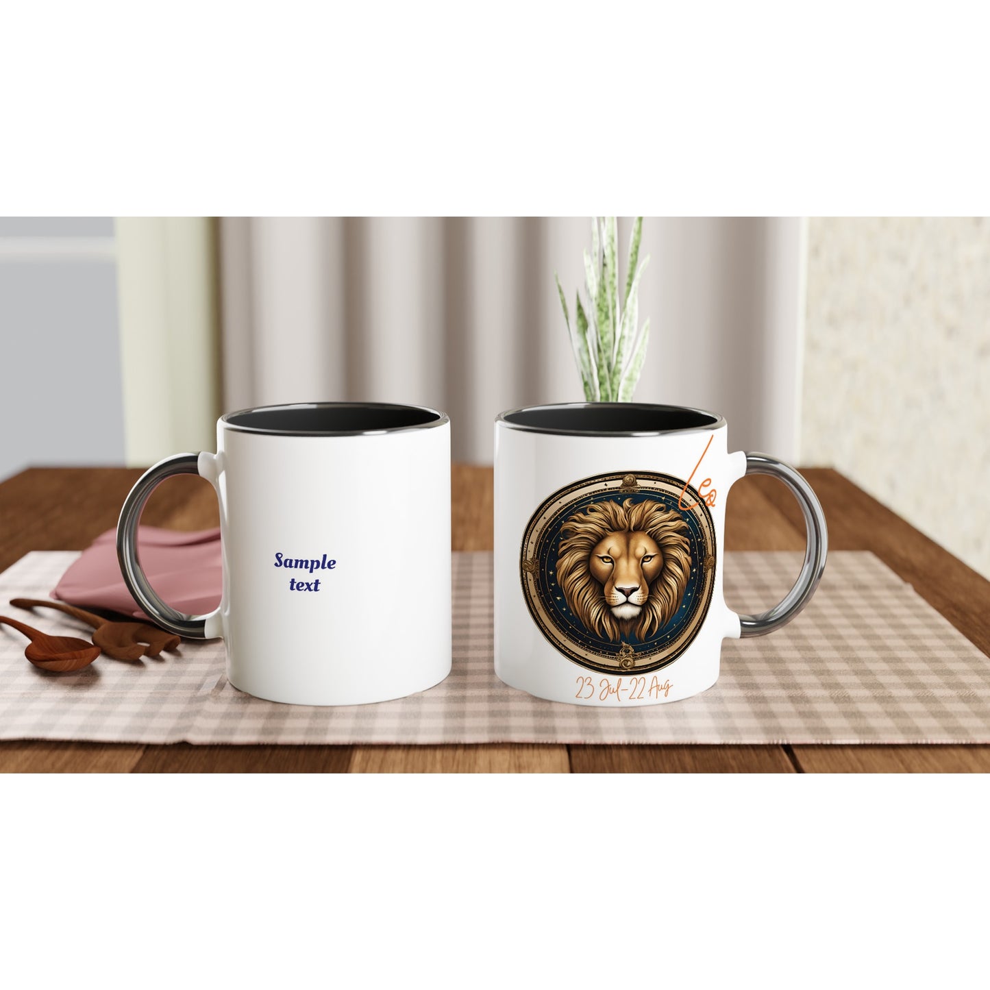 11oz ceramic mug with color inside leo lion personalized