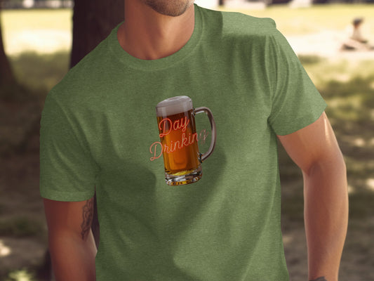 Day Drinking Graphic Tee with Beer Mug Design