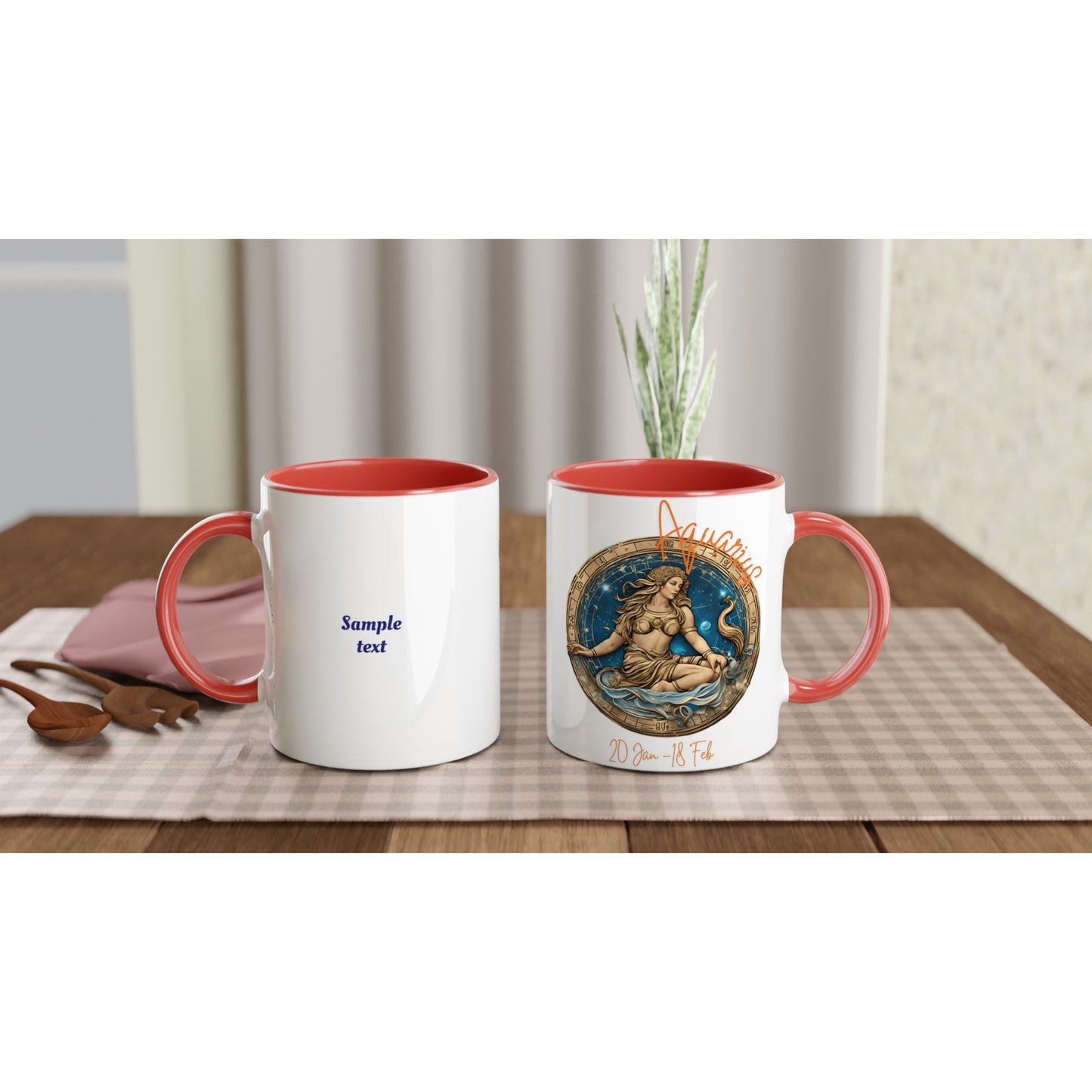 11oz ceramic mug with color inside Aquarius Vision personalized