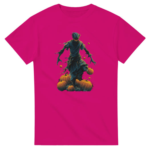 Haunting Harvest Scarecrow on a Heavyweight T-shirt