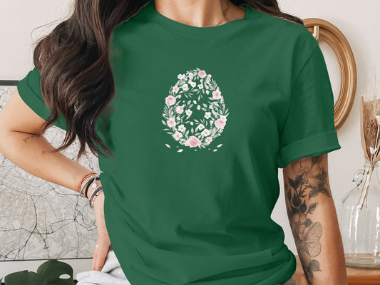 Floral Egg Wreath Graphic Design Women's T-shirt