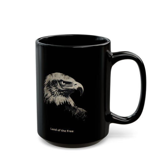 Land of the Free Black Mug with Eagle Design