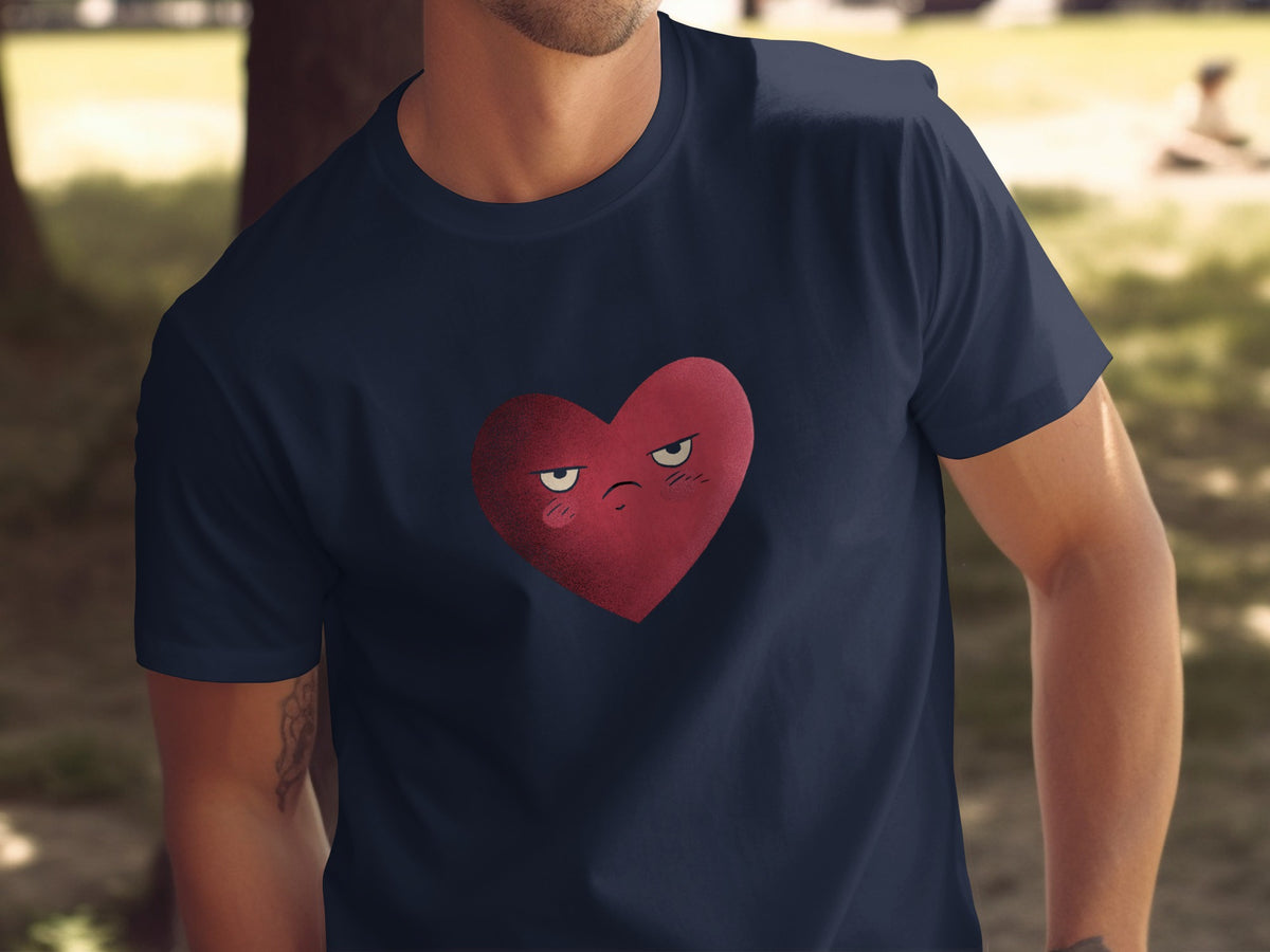 Grumpy Heart Design on Navy Blue Shirt Product
