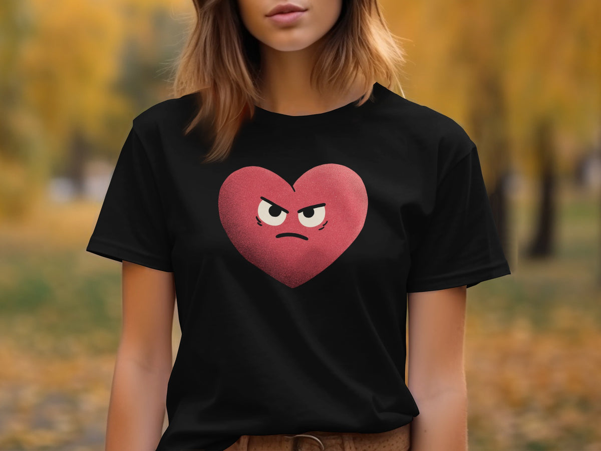 Angry Red Heart Black T-shirt for Fashion Lovers
