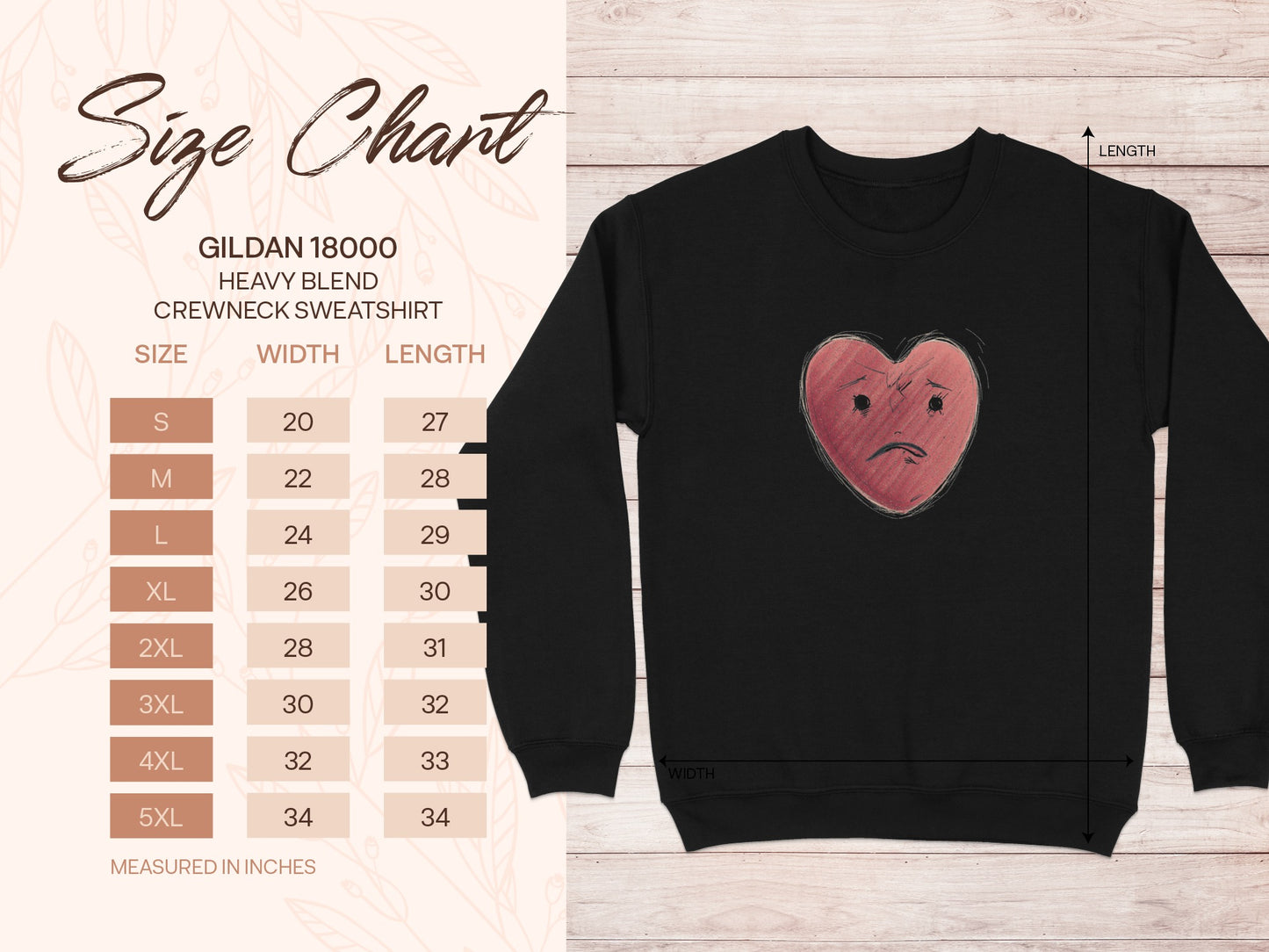 Sad Heart Design Gildan Heavy Blend Crewneck Sweatshirt