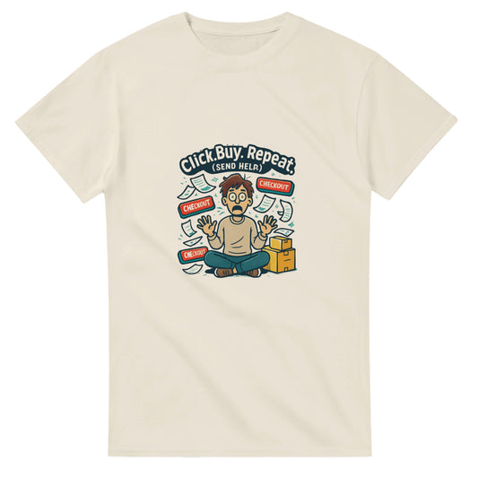 Click Buy Repeat Send Help heavyweight t-shirt mockup