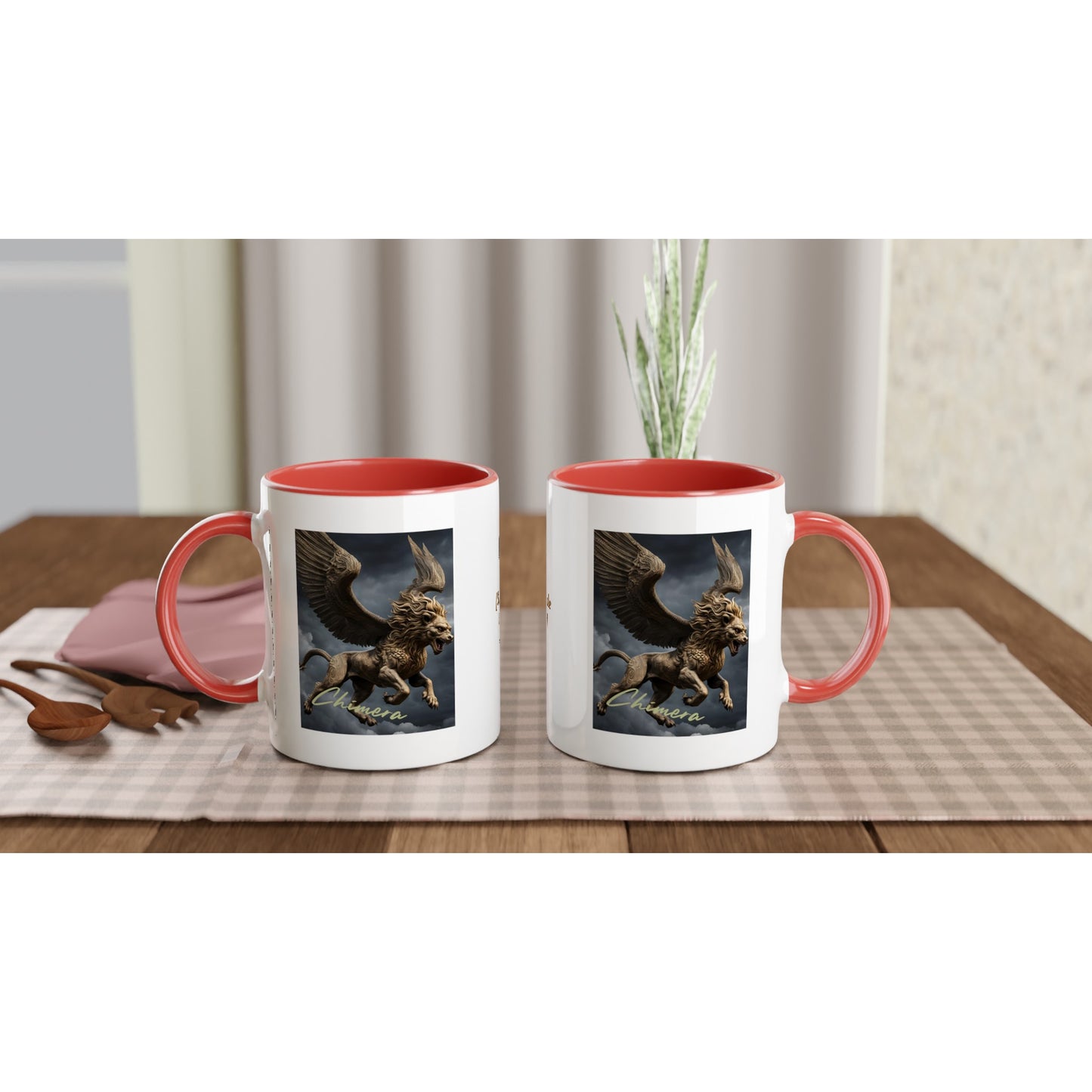 11oz ceramic mug with color inside golden chimera personalized