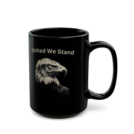 United We Stand Black Mug with Eagle Design