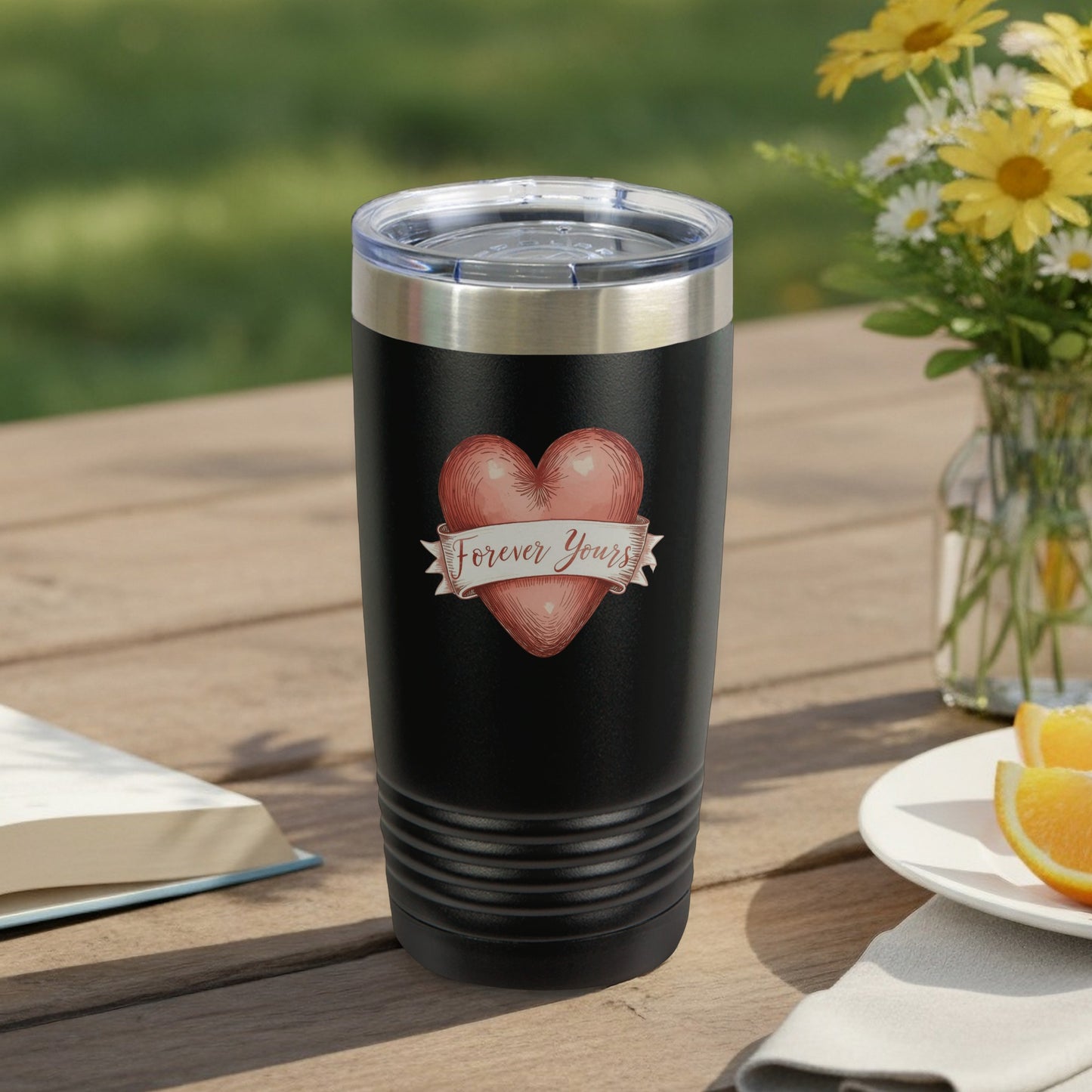 Forever Yours Heart Design Travel Mug