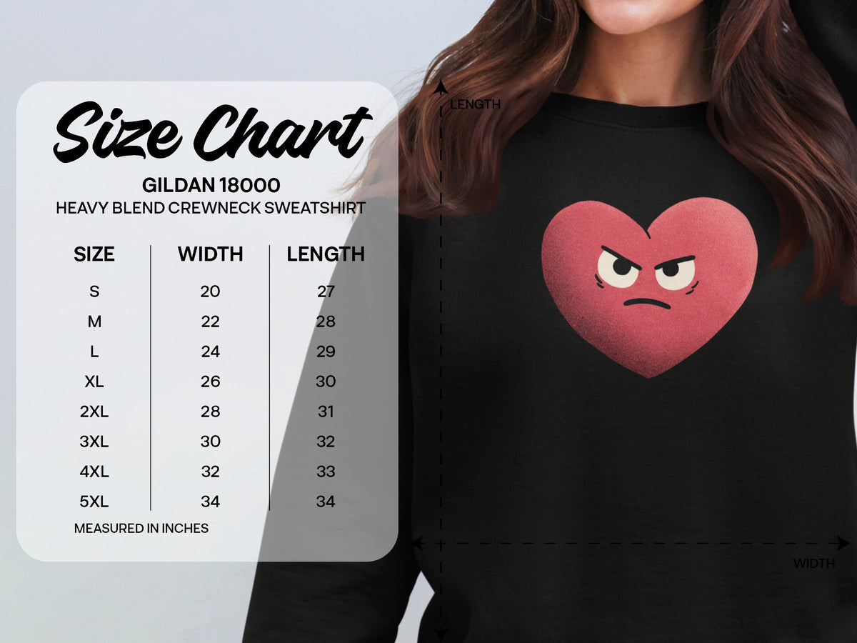 Angry Heart Graphic Print Gildan 18000 Sweatshirt