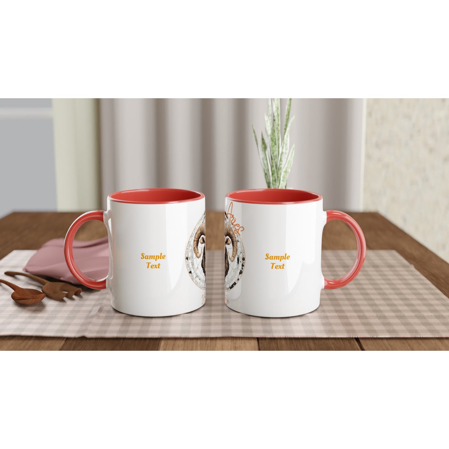 11oz ceramic mug with color inside fiery Aries personalized