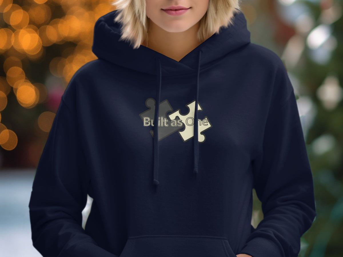 Built as One Puzzle Piece Design Hoodie for Winter Warmth
