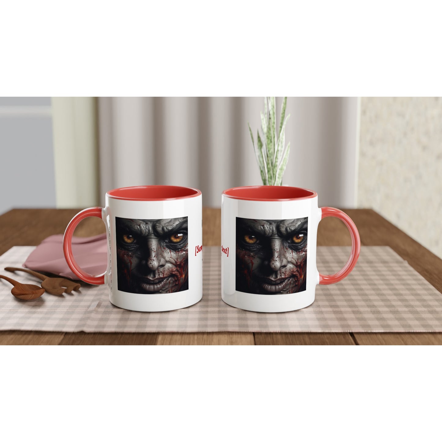 11oz ceramic mug with color inside angry blood face personalized