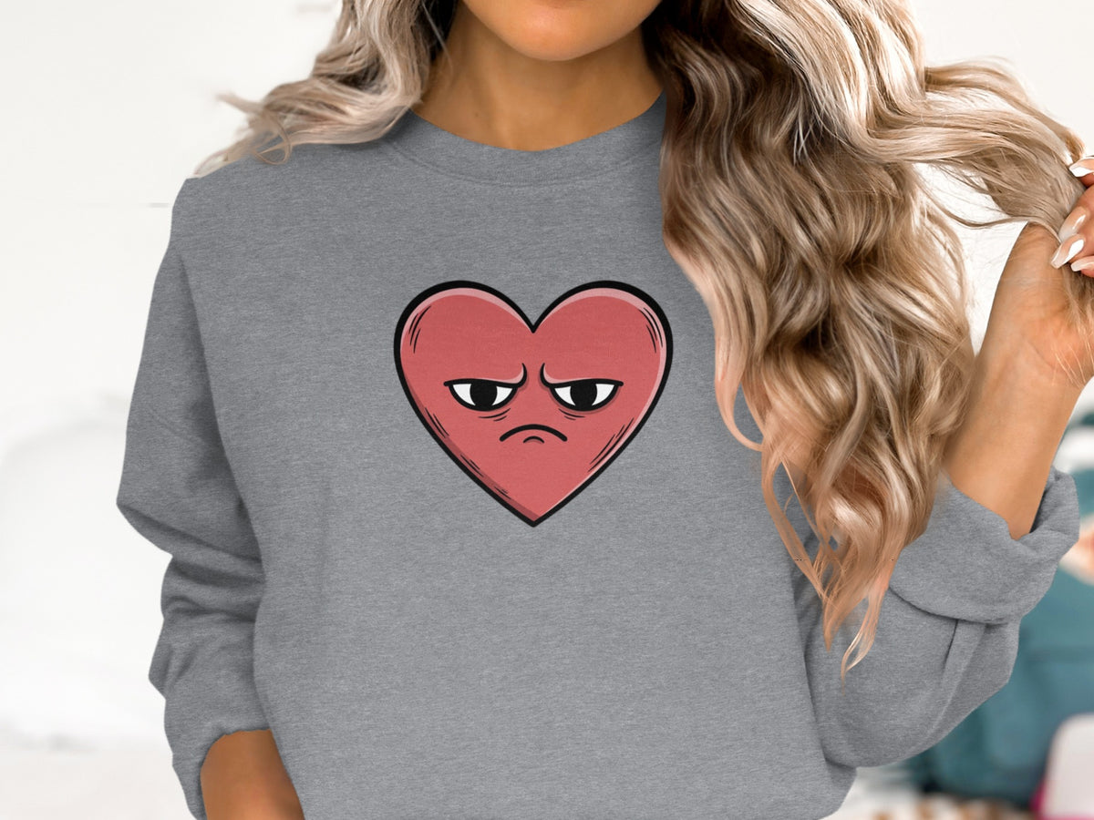 Grumpy Heart Graphic Design Long Sleeve Shirt
