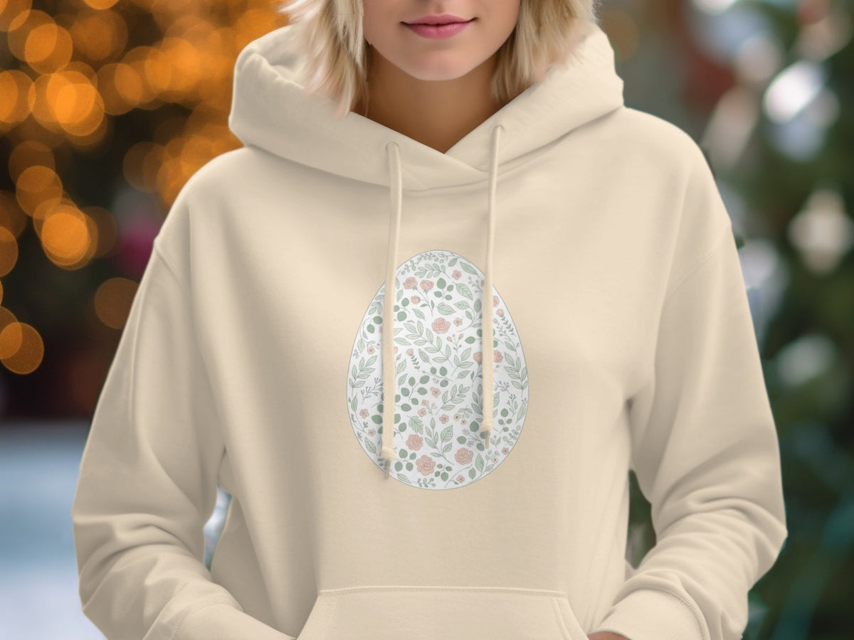 Floral and Leaf Pattern Egg Design Hoodie for Sale