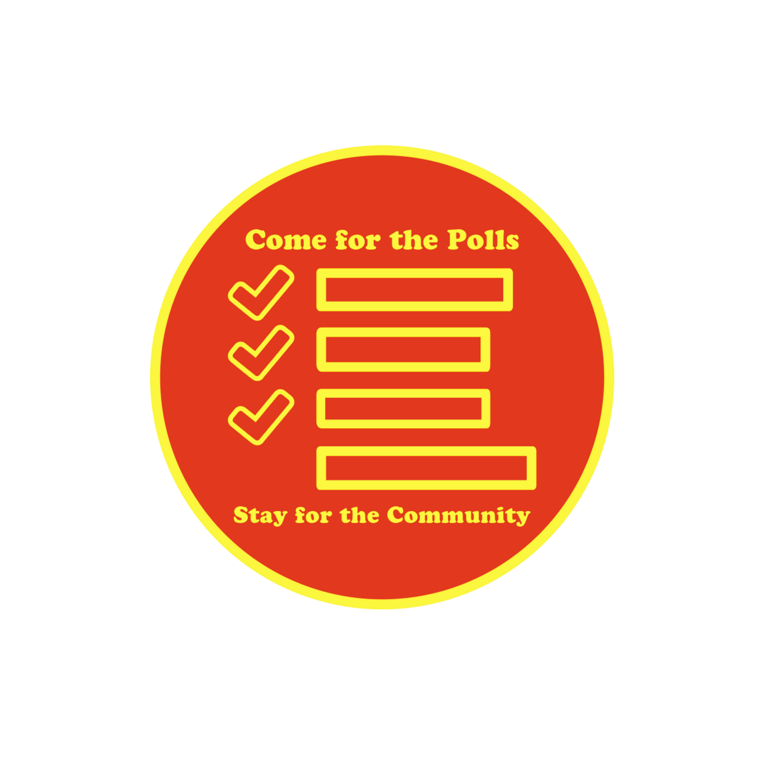 The Curious Pollster circular logo with voting bars and check marks in red and yellow