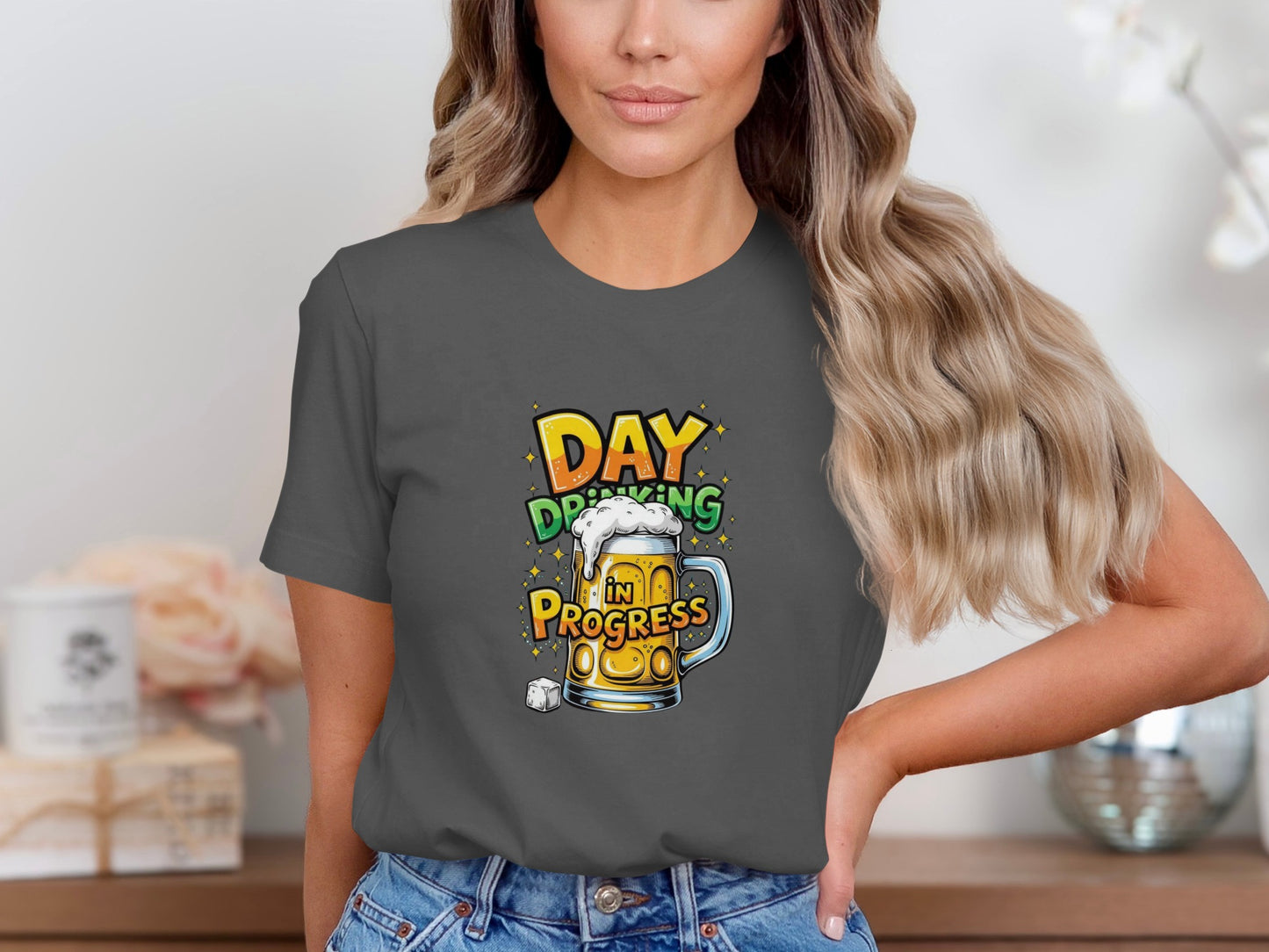 Day Drinking In Progress Graphic T-shirt for Casual Wear