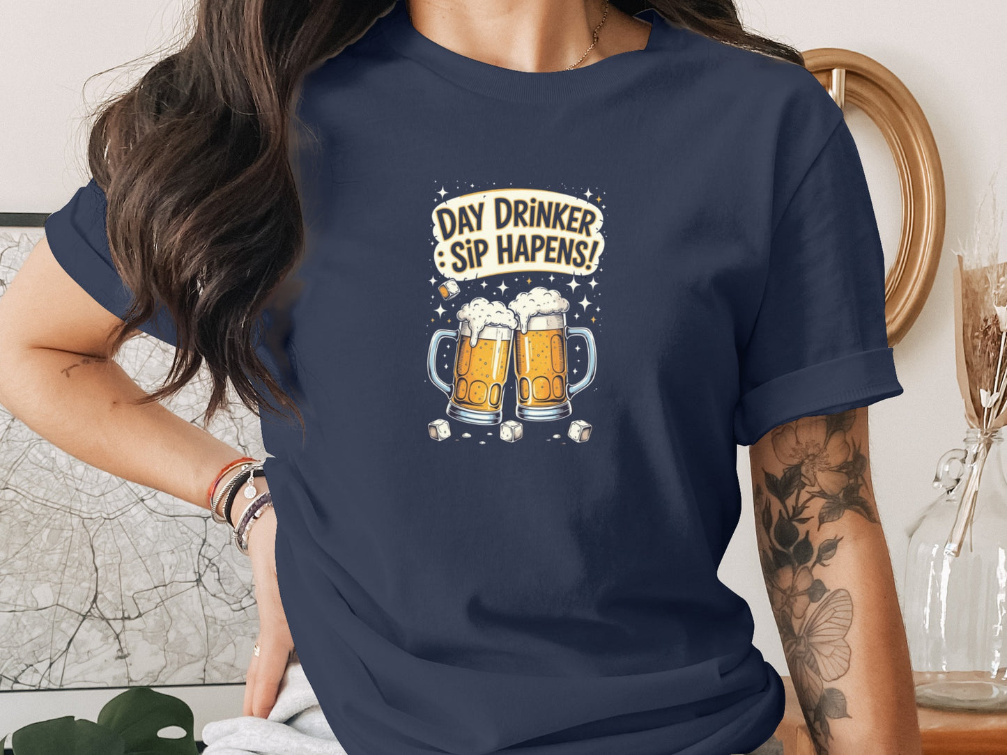 Day Drinker Sip Happens Graphic Tee Shirt