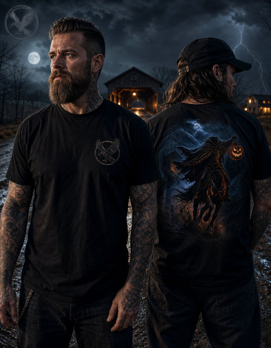 Headless Horseman - Halloween Horror Dark Art Premium Graphic T-Shirt