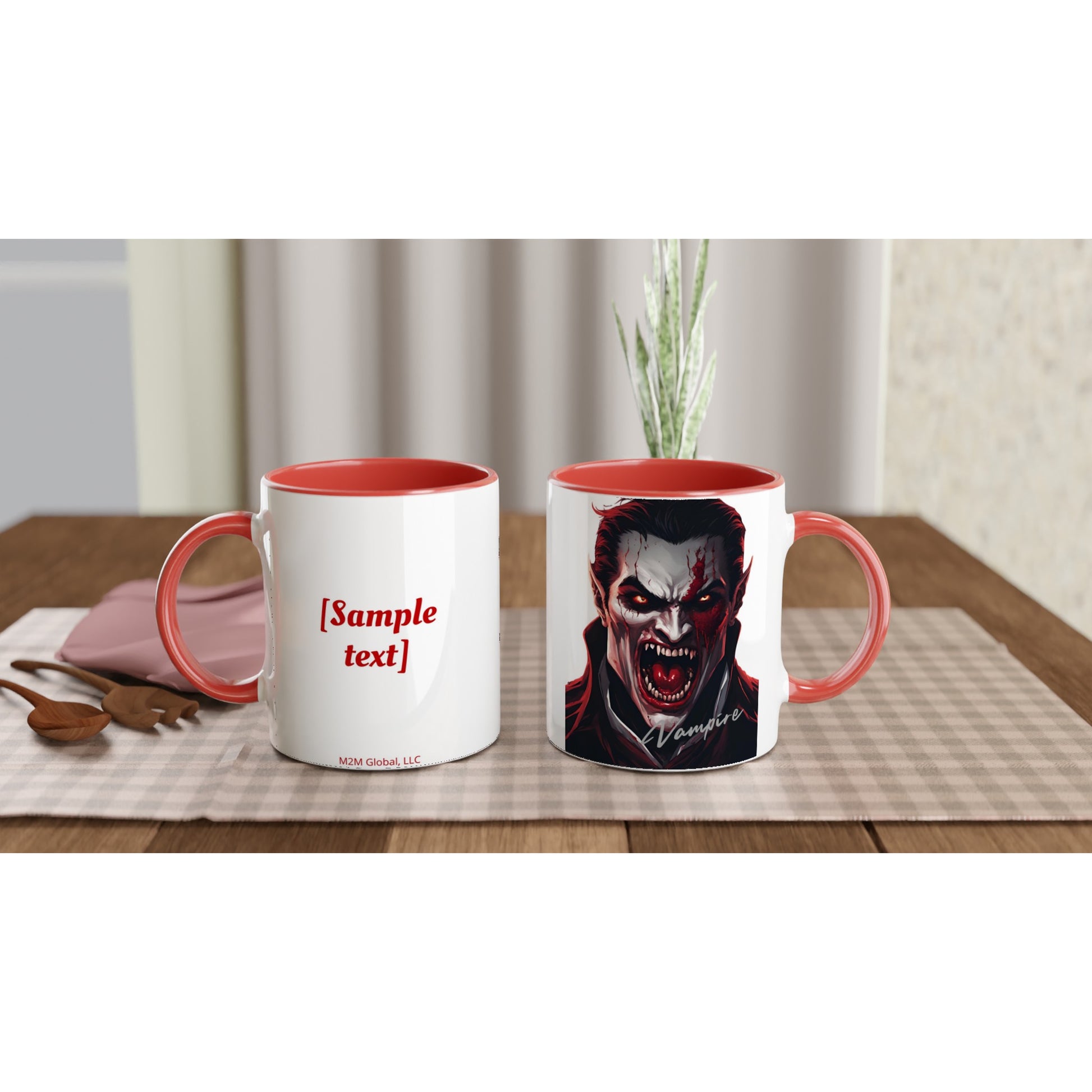 11oz ceramic mug with color inside vampire full face personalized
