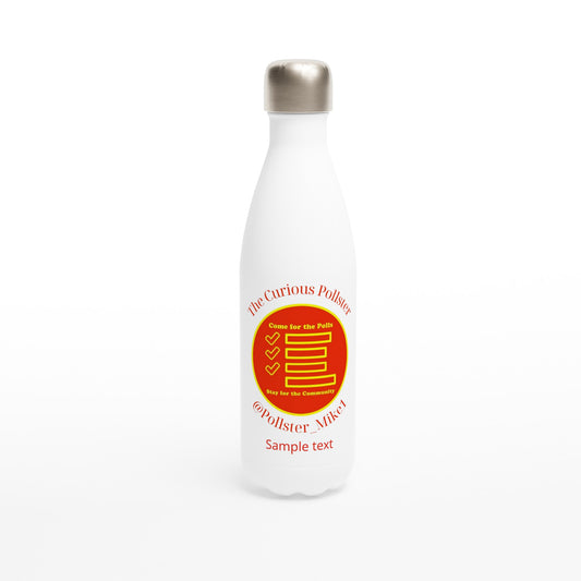 Curious Pollster logo on a 17oz stainless steel water bottle.
