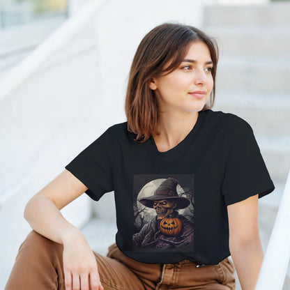 Pumpkin & Glowing Eyes on a Heavyweight T-shirt