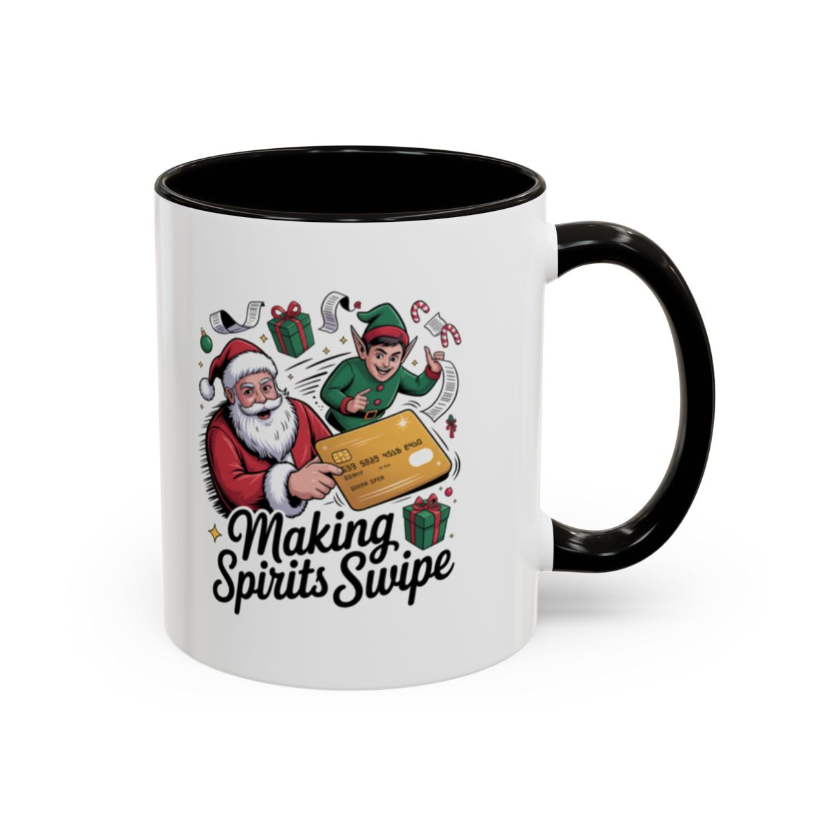 Making Spirits Swipe Santa and Elf Holiday Mug