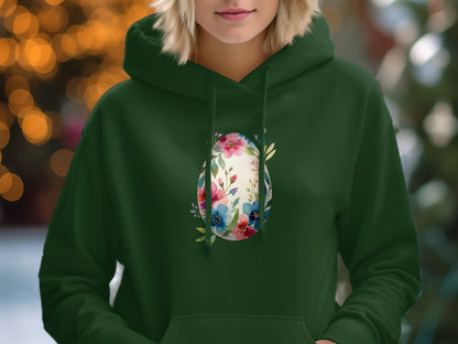 Floral Patterned Hoodie with Blissful Vibe Design