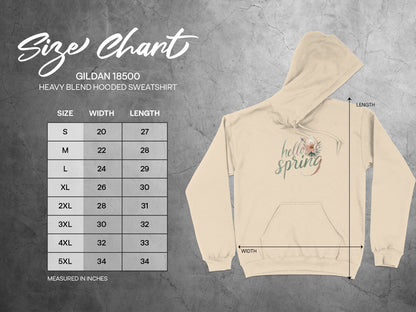 Hello Spring Graphic on Gildan 18500 Hooded Sweatshirt