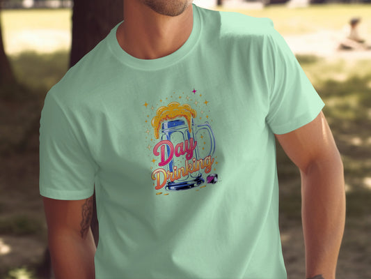 Colorful Day Drinking Graphic T-Shirt for Fun Outings