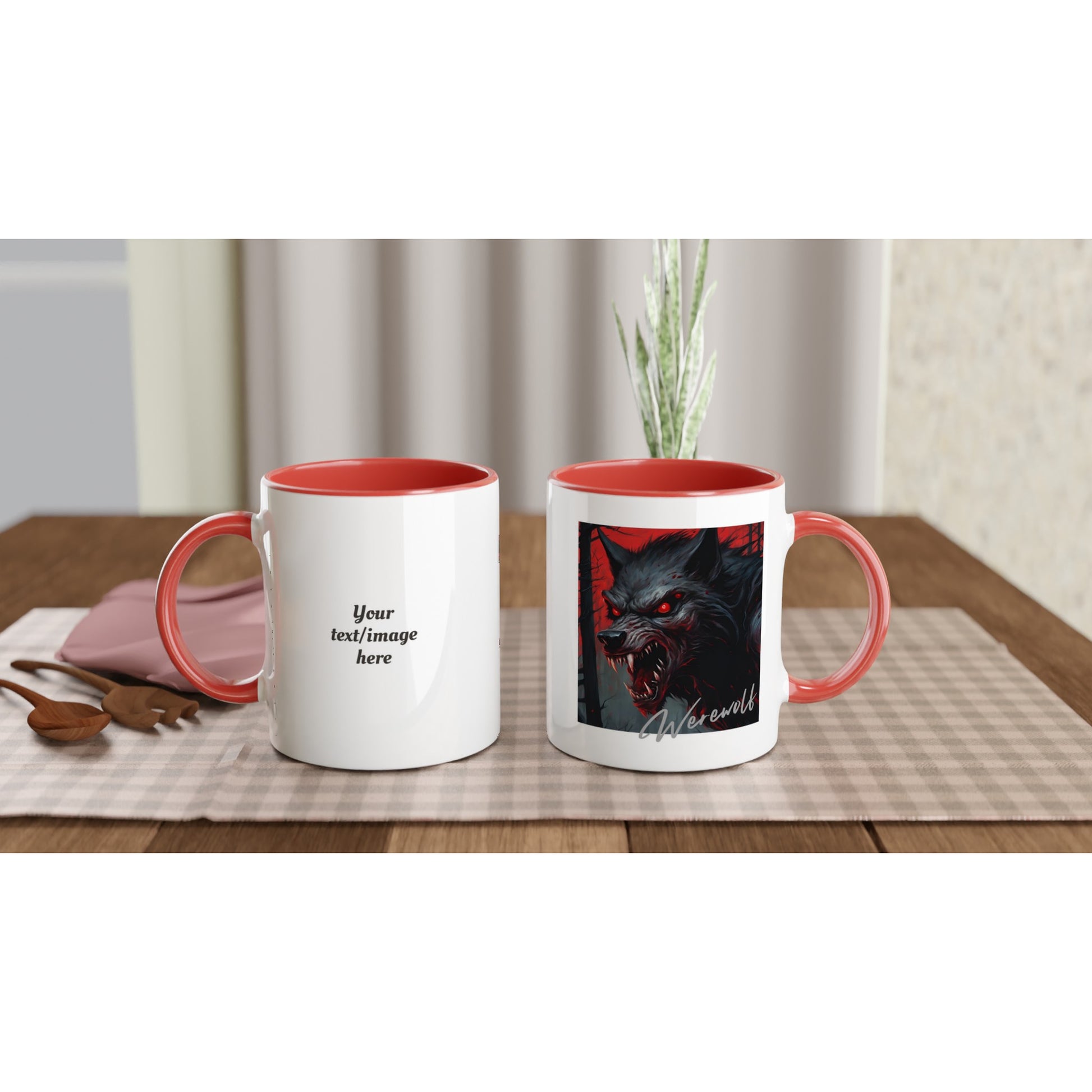 11oz ceramic mug with color inside werewolf snarl personalized