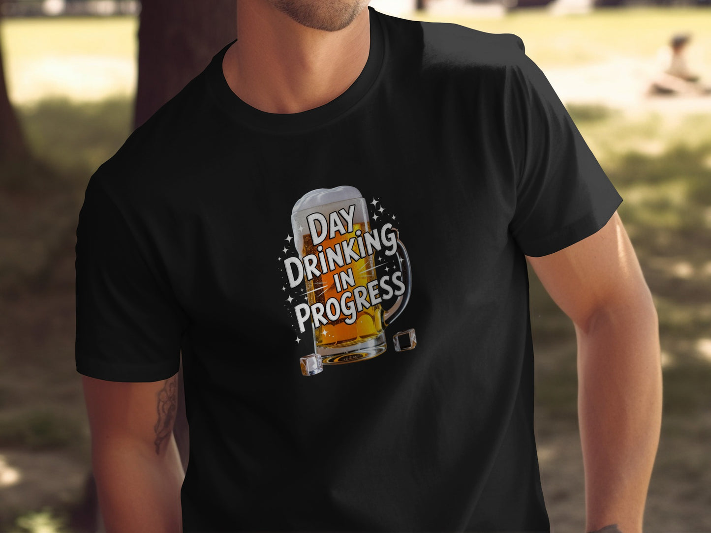 Day Drinking In Progress Funny Graphic Tee Shirt