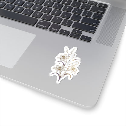 Religious Cross Lilies Floral Design Sticker product type