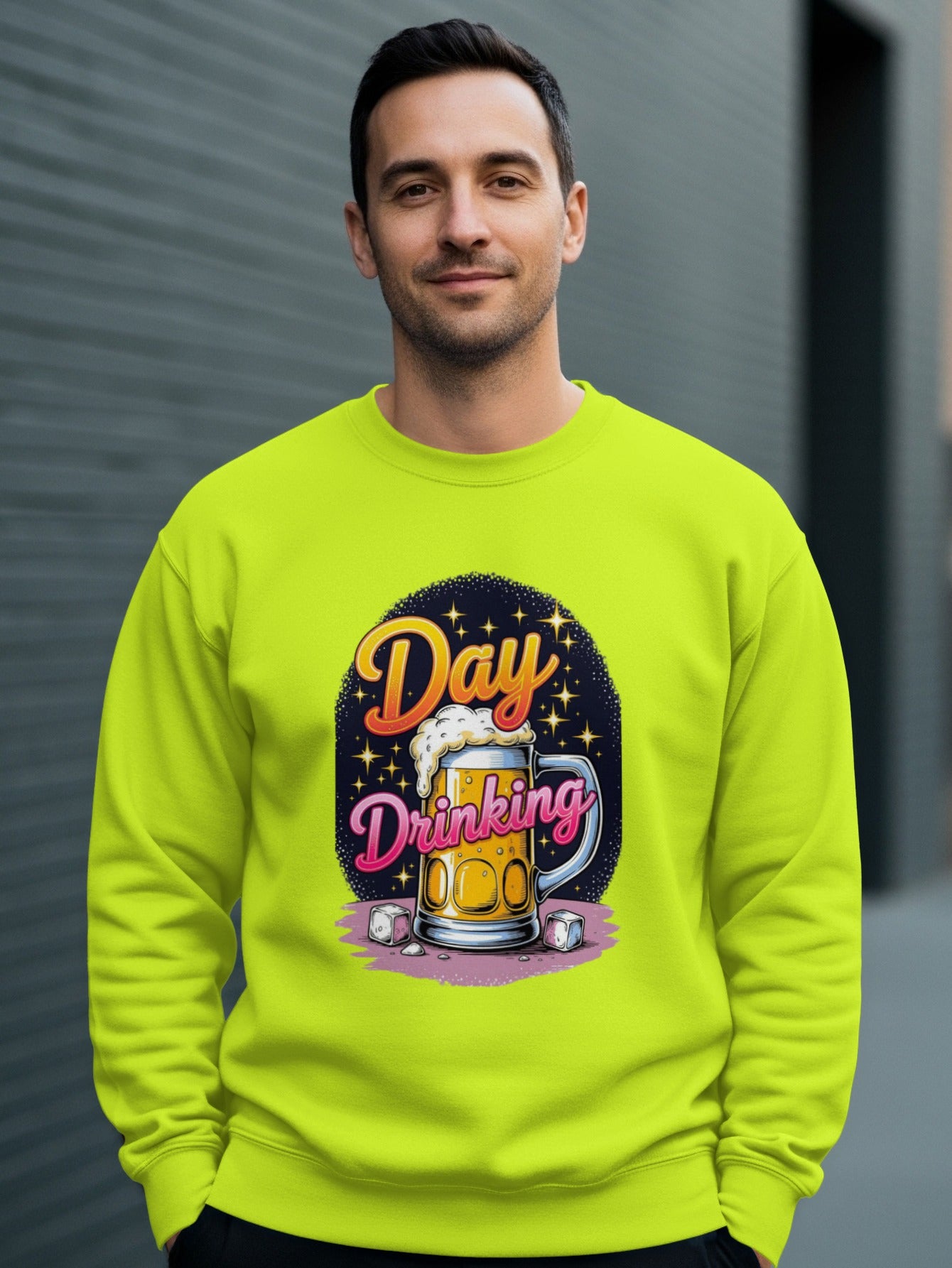 Day Drinking Beer Mug Bright Yellow Sweatshirt product type