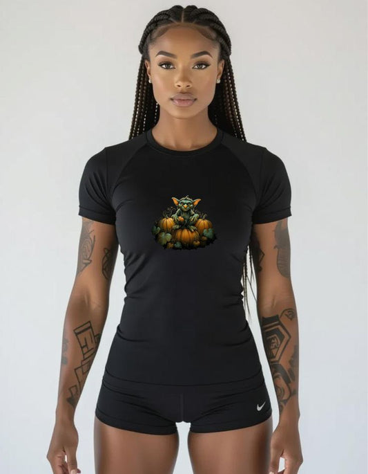 Autumn Goblin & Pumpkins on a Heavyweight T-shirt