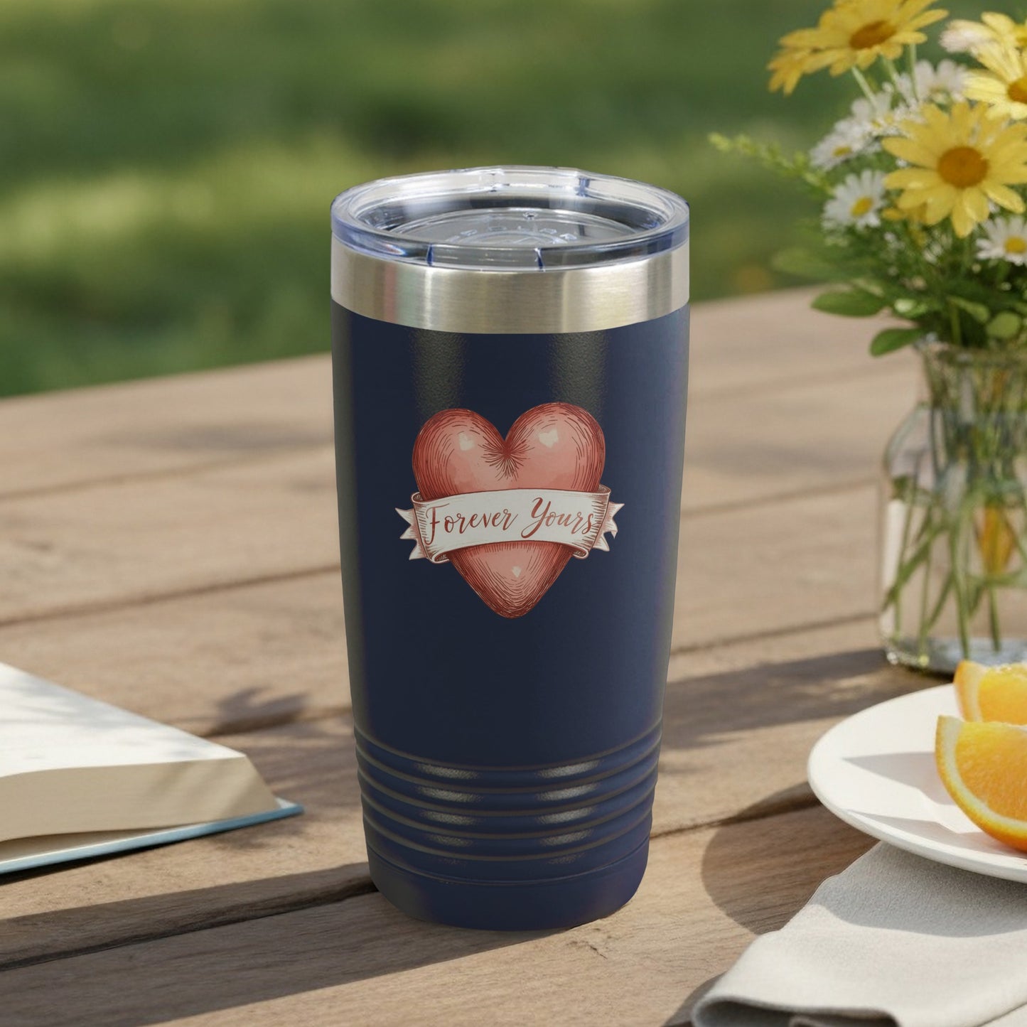 Forever Yours Heart Design Travel Tumbler product
