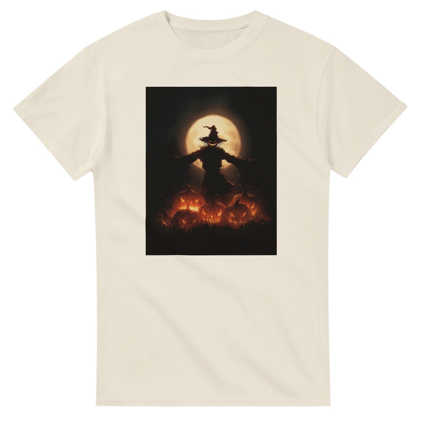 Spooky Scarecrow & Jack-O'-Lantern on a Heavyweight T-shirt