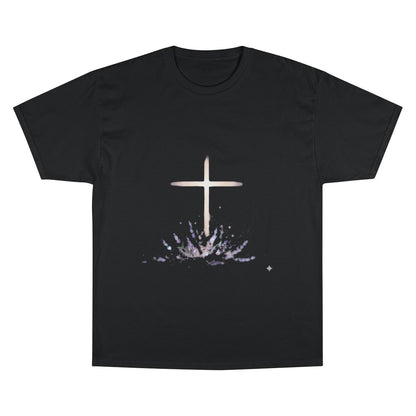 Glowing Cross Lavender Design Black T-Shirt product type