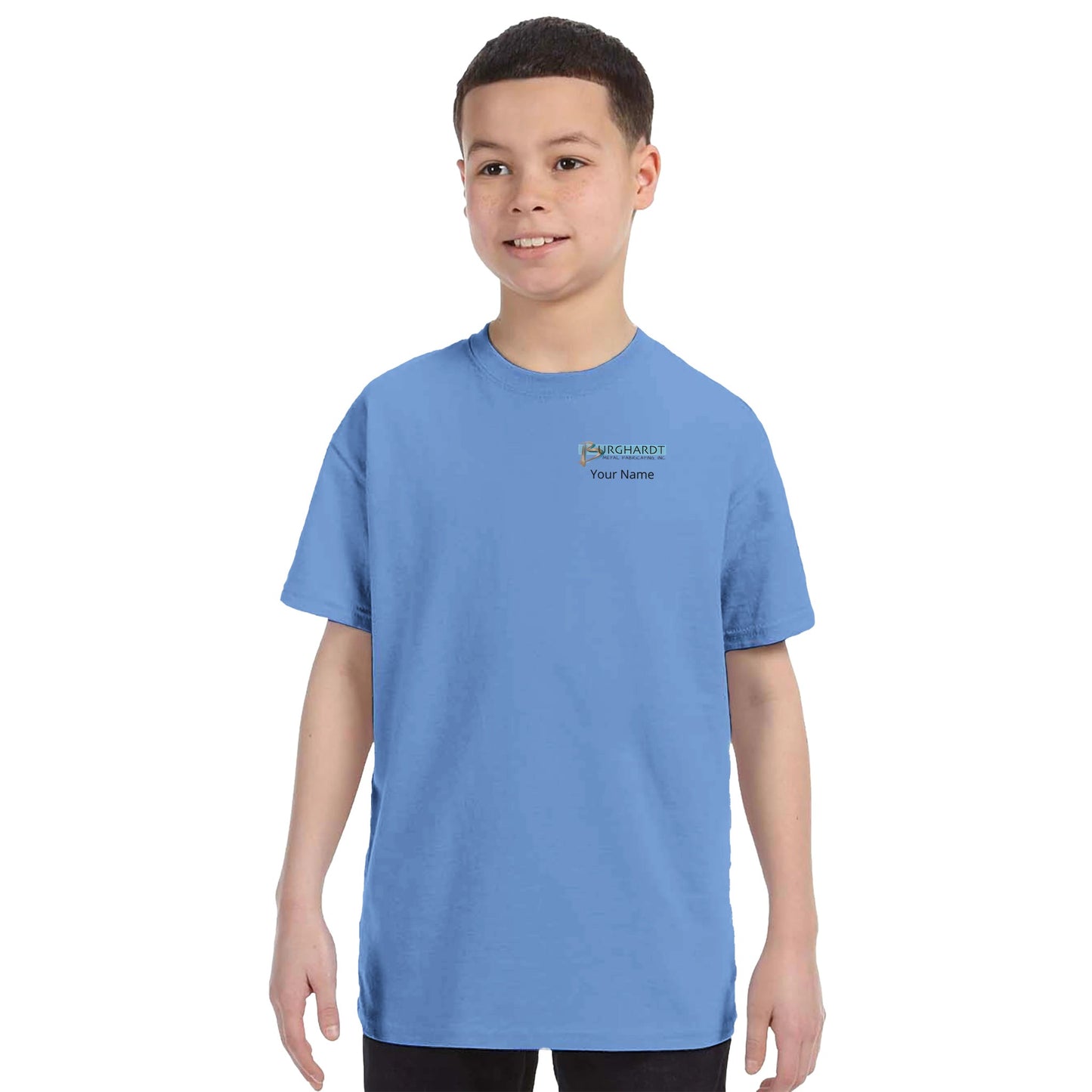 Burghardt Metal Fabricating, Inc., logo on a Kids Crewneck T-shirt