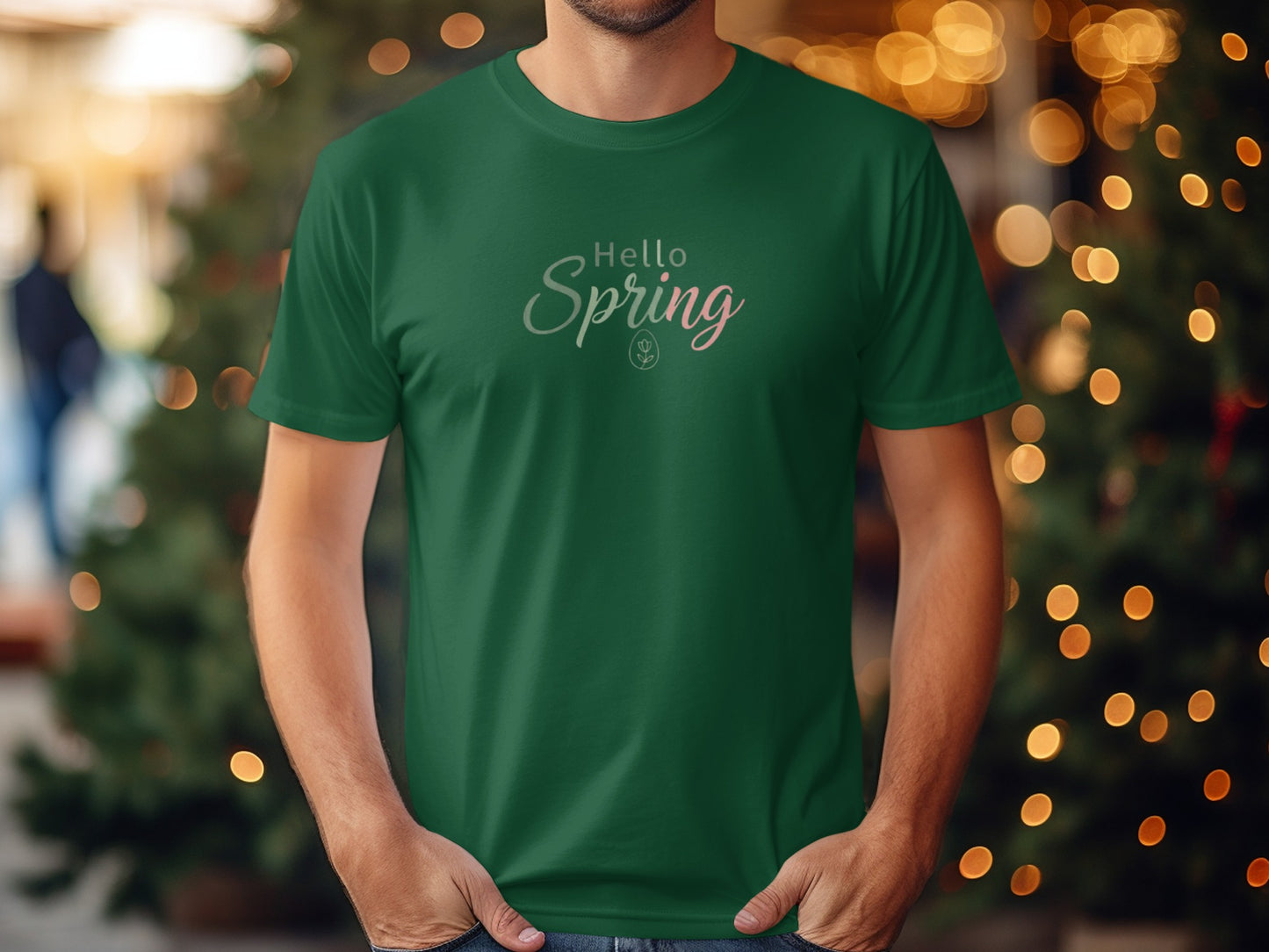 Hello Spring Graphic Tee Shirt Floral Design