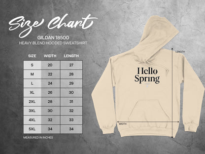 Hello Spring Graphic Gildan Hoodie Comfortable Fit