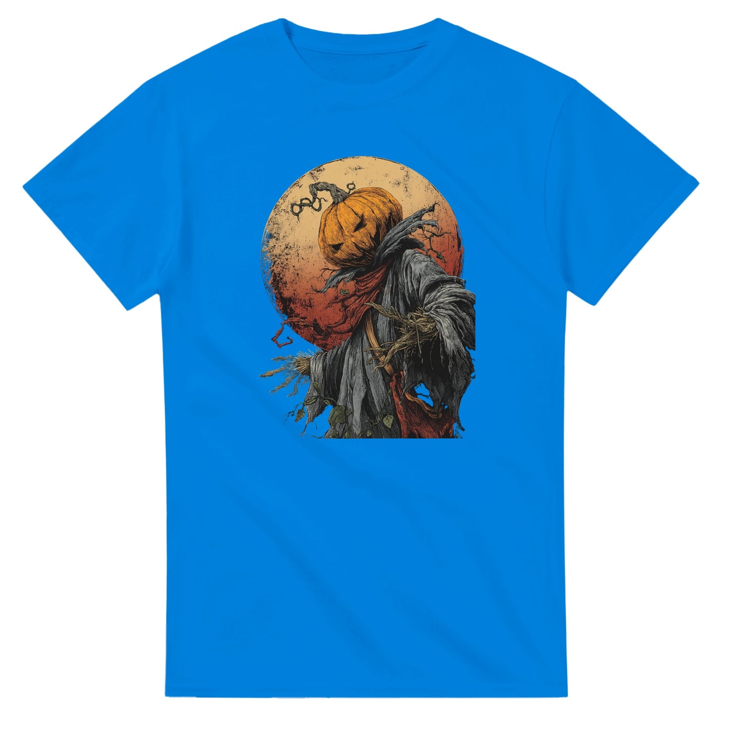 Spooky Pumpkin Scarecrow on a Heavyweight T-shirt