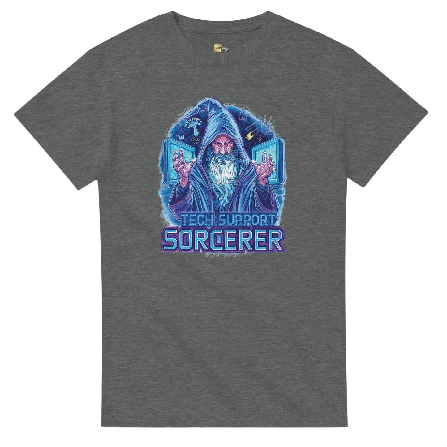 Tech Support Sorcerer graphic design on a Heavyweight T-shirt