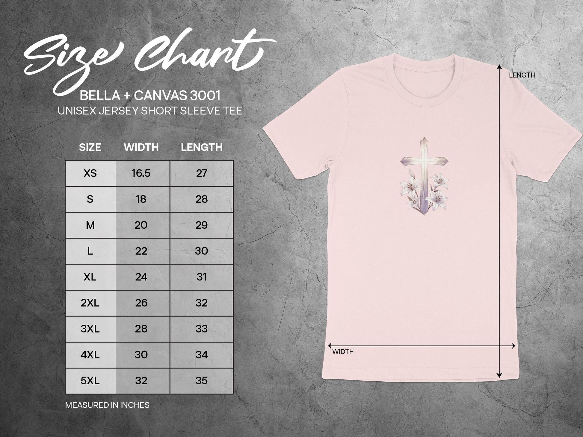 Pink Cross Lilies Bella + Canvas 3001 Tee product type
