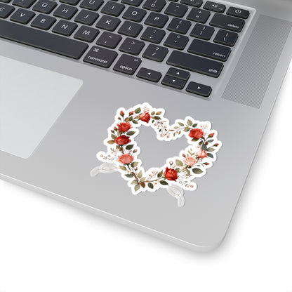 Floral Heart Wreath Laptop Sticker for Your Device