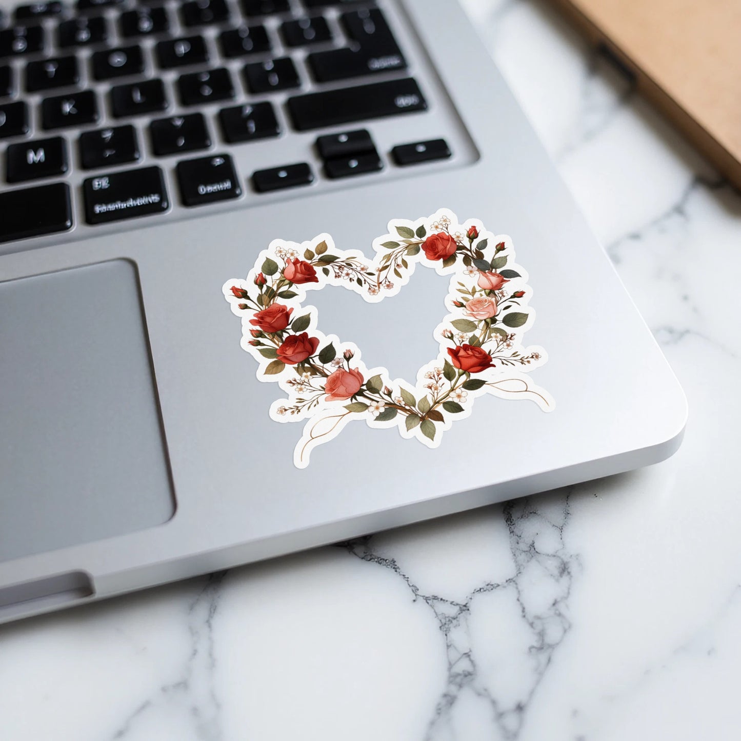 Floral Heart Wreath Computer Decoration Sticker Decal